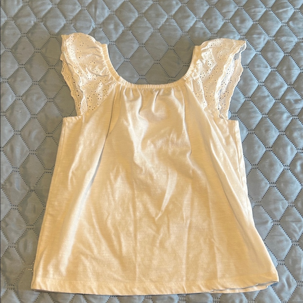Elegant White Eyelet Little Girl’s Sleeve Top